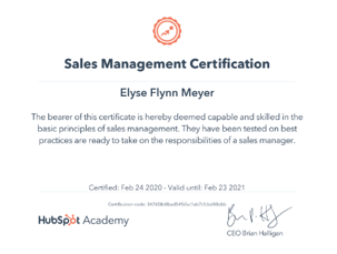 Hubspot Sales Management Certification