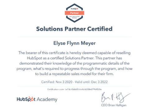 HubSpot Solutions Partner Certified
