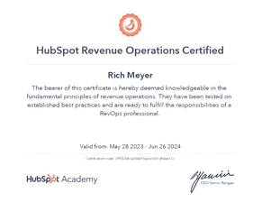 Revenue Operations Certification