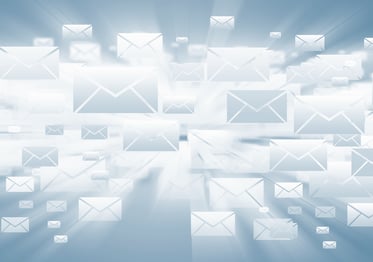 Background with media email icons on blue-1